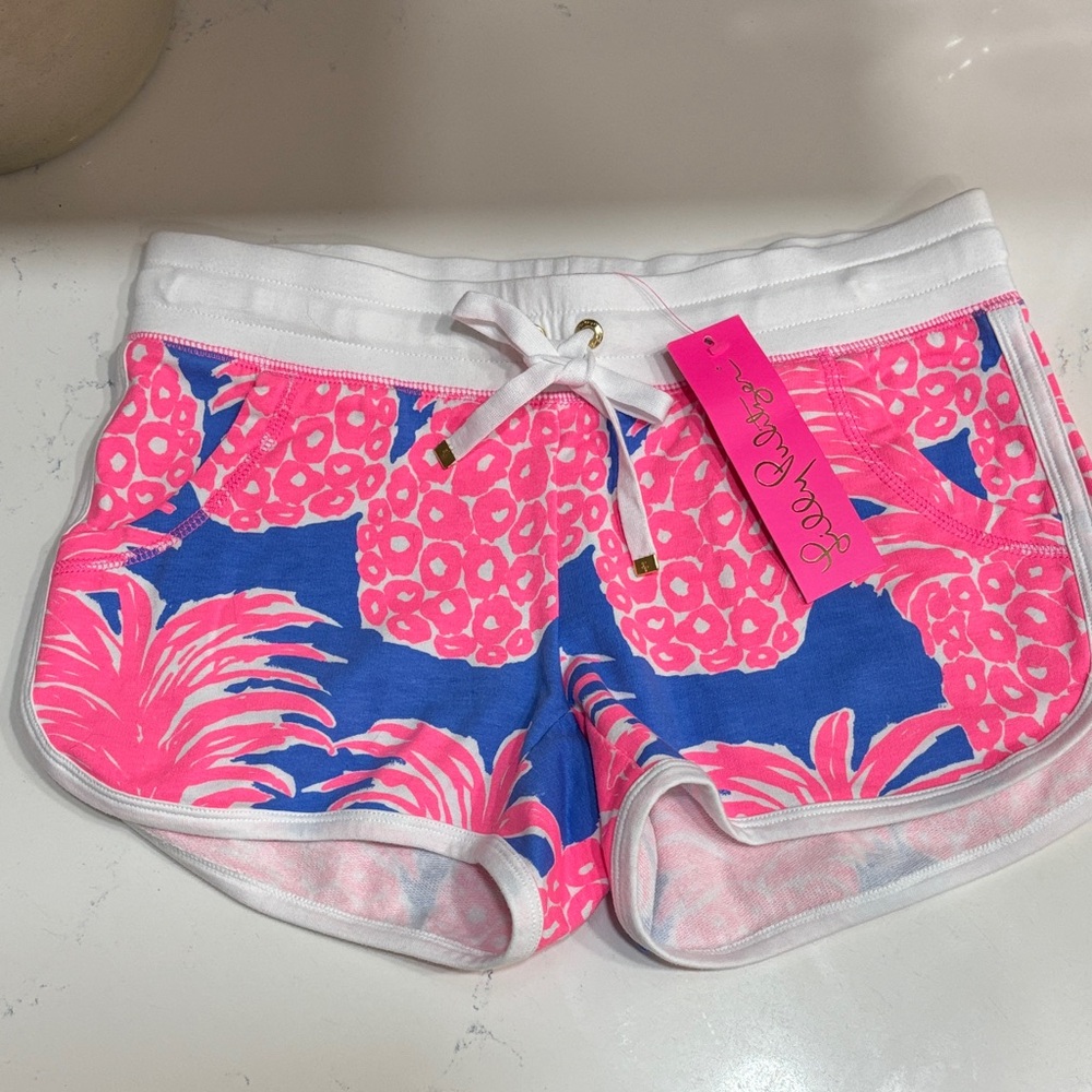 Lilly Pulitzer Hot Pink & Blue Pineapple-Print Athletic Shorts